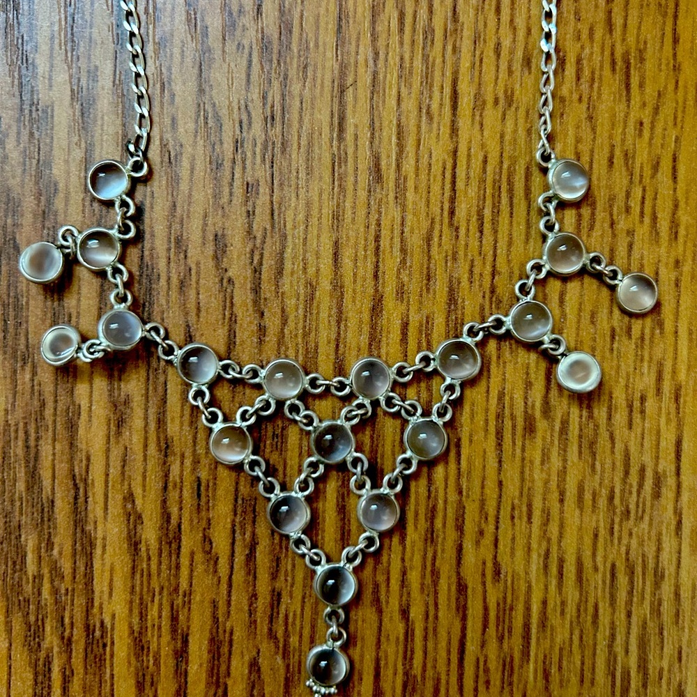 Elegant Silver Necklace with Clear Accents